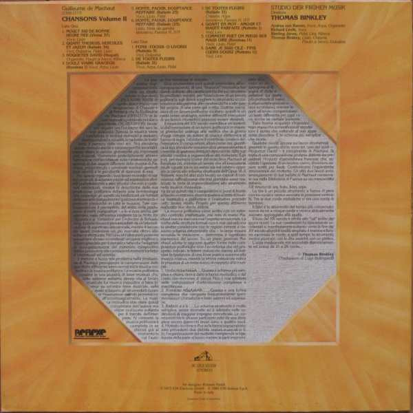 Guillaume De Machaut - Studio Der Frühen Musik , Thomas Binkley - Chansons Volume II | EMI (3C 053-30109) - 2