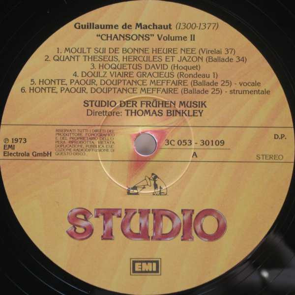 Guillaume De Machaut - Studio Der Frühen Musik , Thomas Binkley - Chansons Volume II | EMI (3C 053-30109) - 3