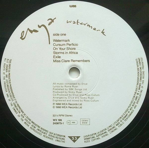 Enya - Watermark | WEA (243875-1) - 3