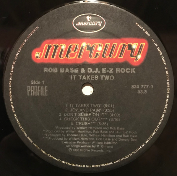 Rob Base & DJ E-Z Rock - It Takes Two | Mercury (834 777-1) - 2 Rob Base & DJ E-Z Rock - It Takes Two | Mercury (834 777-1) - 2