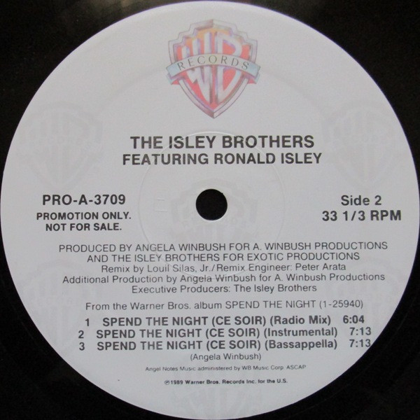 The Isley Brothers Featuring Ronald Isley - Spend The Night (Remix) | Warner Bros. Records (PRO-A-3709) - 2