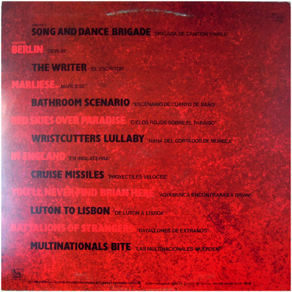 Fischer-Z - Red Skies Over Paradise = Cielos Rojos Sobre El Paraiso | Liberty (10C 066 083100 Y) - 2