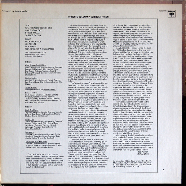 Ornette Coleman - Science Fiction | Columbia (KC 31061) - 2