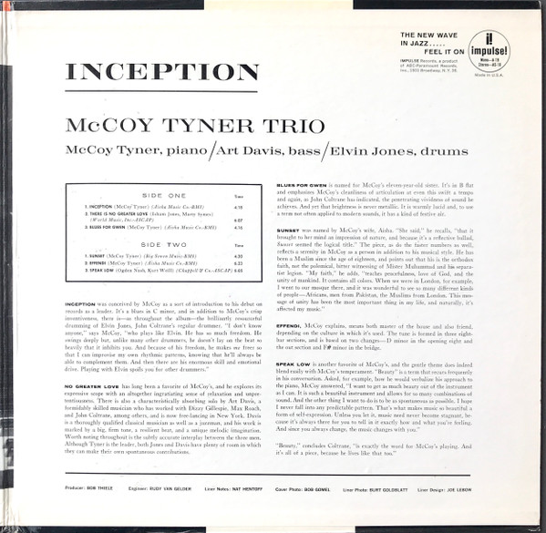 McCoy Tyner Trio - Inception | Impulse! (AS-18) - 3