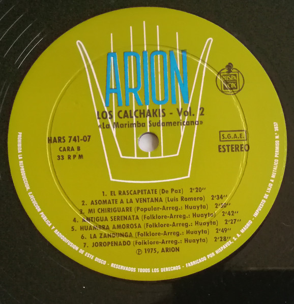 Los Calchakis - La Marimba Sudamericana Vol. 2 | Arion (HARS 741-07) - 4