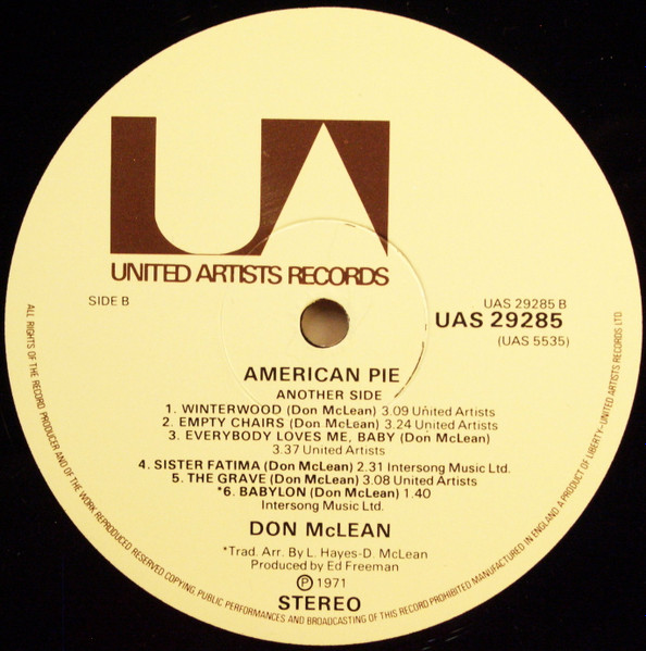 Don McLean - American Pie | United Artists Records (UAS 29285) - 4