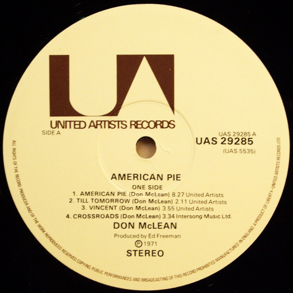 Don McLean - American Pie | United Artists Records (UAS 29285) - 3