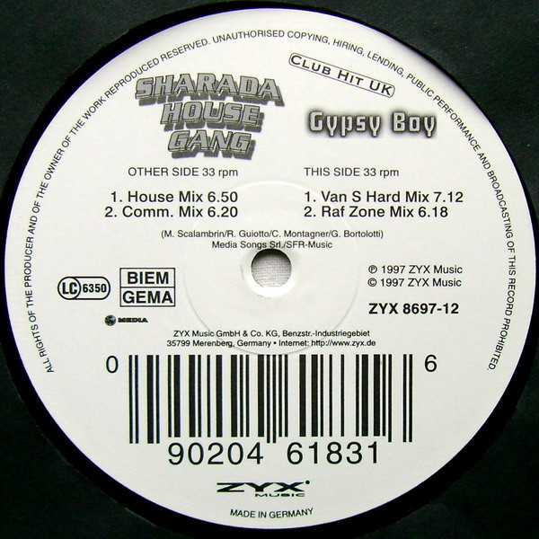 Sharada House Gang - Gypsy Boy | ZYX Music (ZYX 8697-12)