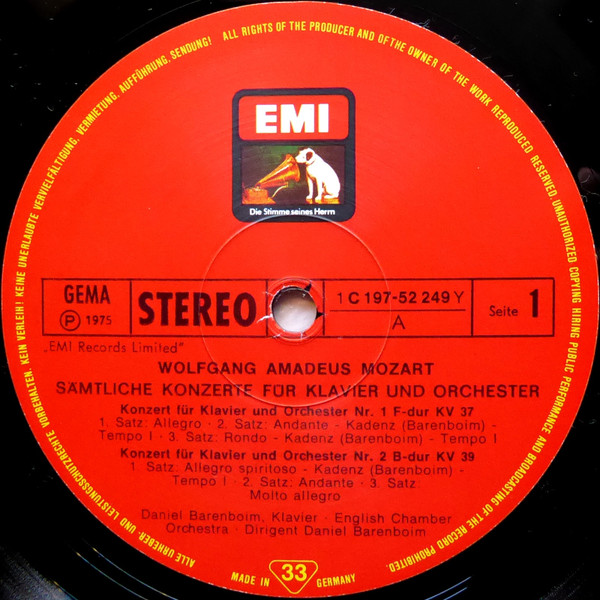 Wolfgang Amadeus Mozart , English Chamber Orchestra , Daniel Barenboim - Sämtliche Klavierkonzerte | EMI Electrola (1C 197-52 249 60) - 3