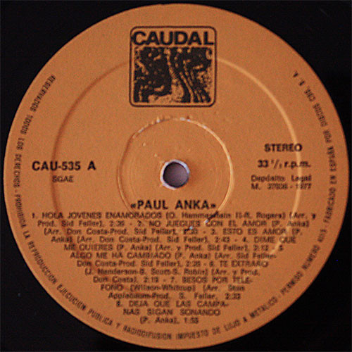 Paul Anka - Hola Jovenes Enamorados | Caudal (CAU-535) - 3
