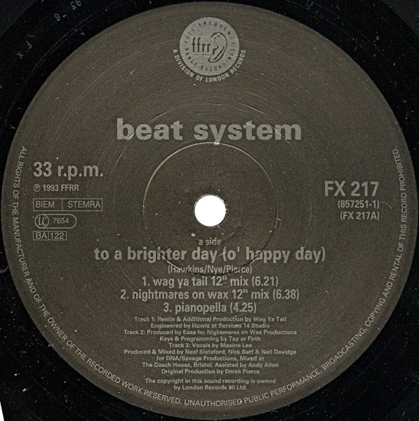 Beatsystem - To A Brighter Day (O' Happy Day) | FFRR (FX 217) - 2 Beatsystem - To A Brighter Day (O' Happy Day) | FFRR (FX 217) - 2
