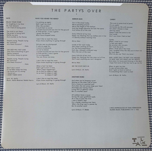 Talk Talk - The Party's Over | EMI (EMC 3413) - 4