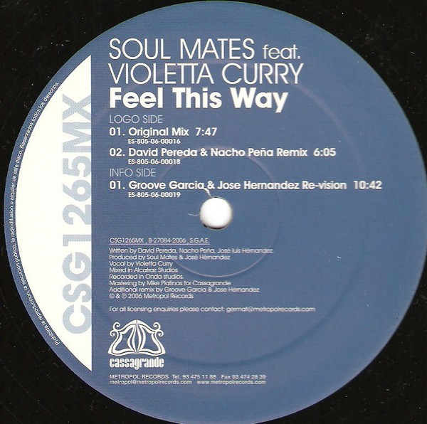 Soul Mates Feat. Violetta Curry - Feel This Way | Cassagrande (CSG1265MX) - 2