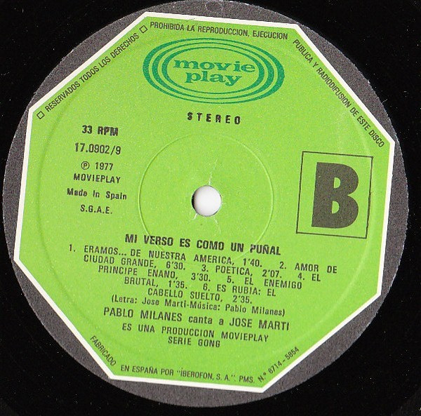 Pablo Milanés - Canta A José Marti - Mi Verso Es Como Un Puñal | Movieplay (170902/9) - 4 Pablo Milanés - Canta A José Marti - Mi Verso Es Como Un Puñal | Movieplay (170902/9) - 4