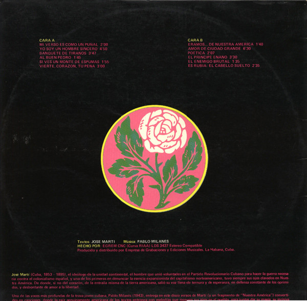 Pablo Milanés - Canta A José Marti - Mi Verso Es Como Un Puñal | Movieplay (170902/9) - 2 Pablo Milanés - Canta A José Marti - Mi Verso Es Como Un Puñal | Movieplay (170902/9) - 2