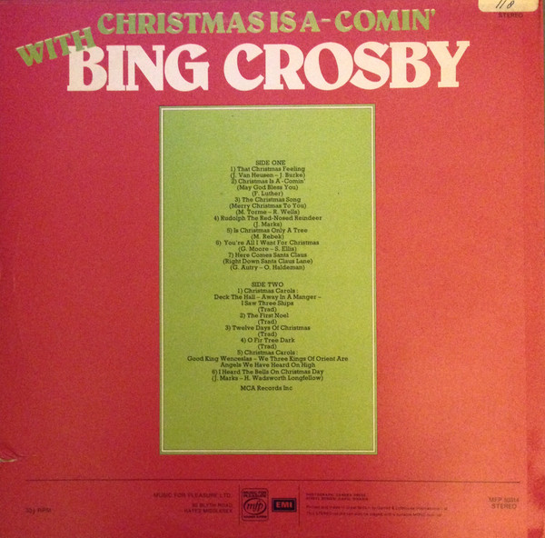 Bing Crosby Also Featuring The Andrews Sisters - Christmas Is A-Comin' With Bing Crosby | Music For Pleasure (MFP 50314) - 2