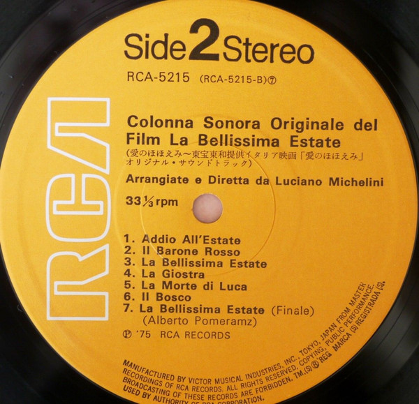 Alberto Pomeranz , Luciano Michelini - La Bellissima Estate | RCA (RCA-5215) - 4