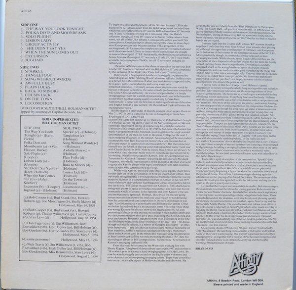 The Bob Cooper Sextet / Bill Holman Octet - Group Activity | Affinity (AFF 65) - 3