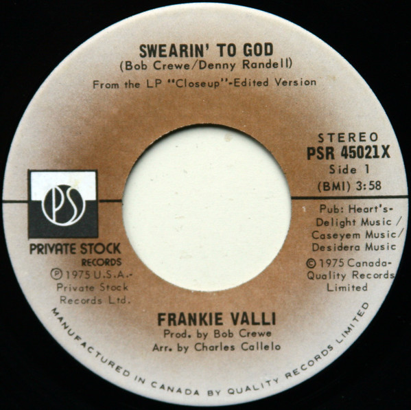 Frankie Valli - Swearin' To God | Private Stock (PSR 45021X) - main