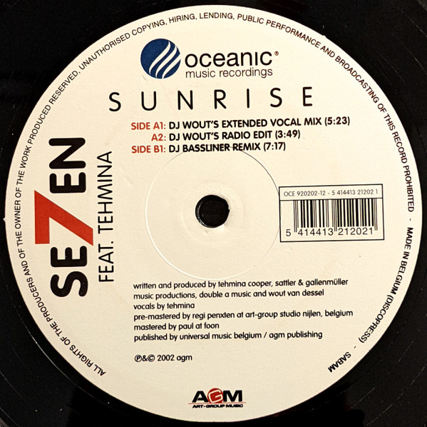 Seven Feat. Tehmina - Sunrise | Oceanic Music Recordings (OCE 920202-12) - 4