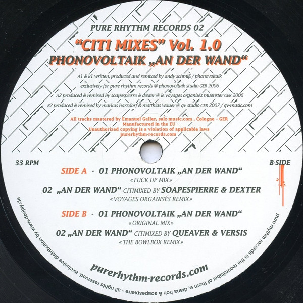 Phonovoltaik - "Citi Mixes" Vol. 1.0 | Pure Rhythm Records (PRR 02) - main