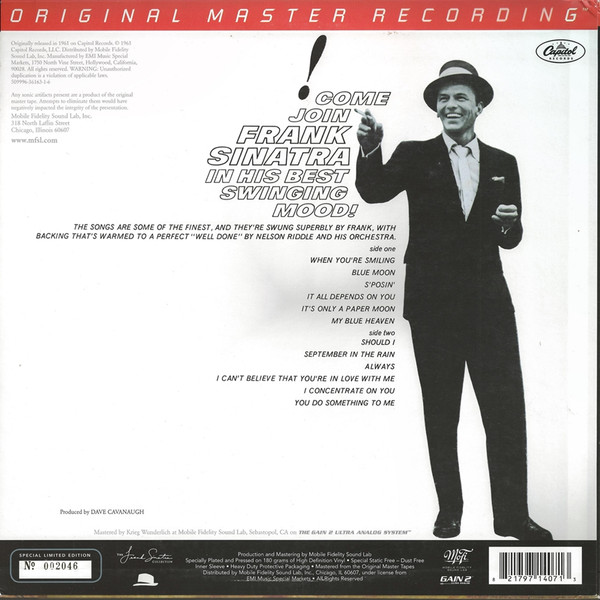 Frank Sinatra - Sinatra's Swingin' Session!!! | Mobile Fidelity Sound Lab (MFSL 1-407) - 2 Frank Sinatra - Sinatra's Swingin' Session!!! | Mobile Fidelity Sound Lab (MFSL 1-407) - 2