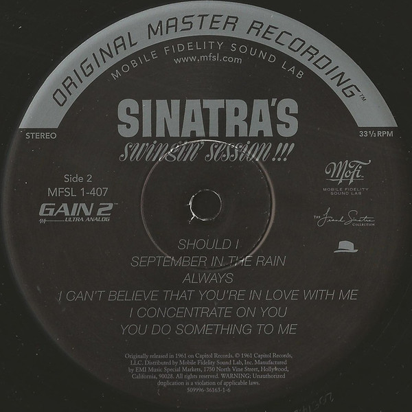 Frank Sinatra - Sinatra's Swingin' Session!!! | Mobile Fidelity Sound Lab (MFSL 1-407) - 4 Frank Sinatra - Sinatra's Swingin' Session!!! | Mobile Fidelity Sound Lab (MFSL 1-407) - 4