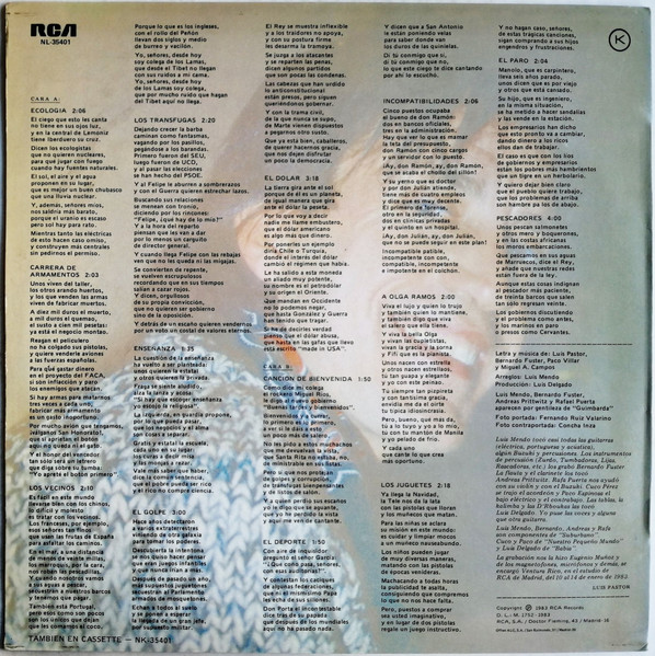 Luis Pastor - Coplas Del Ciego | RCA (NL-35401) - 2