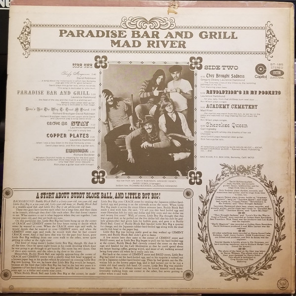 Mad River - Paradise Bar And Grill | Capitol Records (ST-185) - 2