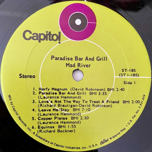 Mad River - Paradise Bar And Grill | Capitol Records (ST-185) - 3