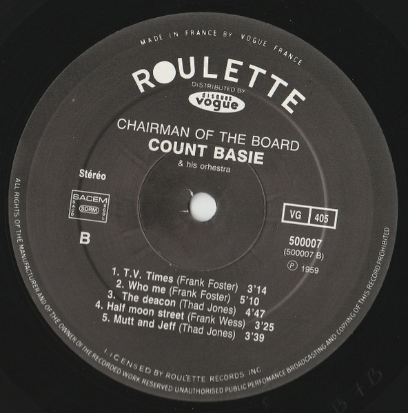 Count Basie - Chairman Of The Board | Roulette (500007) - 2