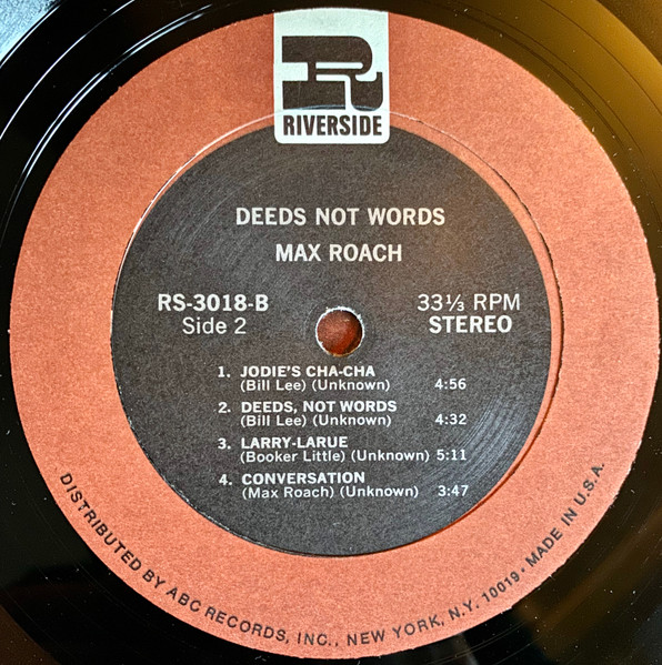 Max Roach Featuring Booker Little - Deeds Not Words | Riverside Records (RS-3018) - 4