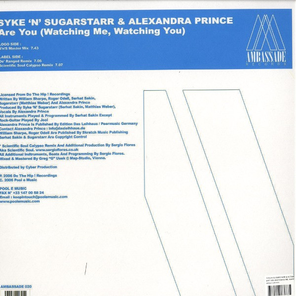 Syke 'n' Sugarstarr & Alexandra Prince - Are You (Watching Me, Watching You) | Ambassade Records (Ambassade 020) - 2