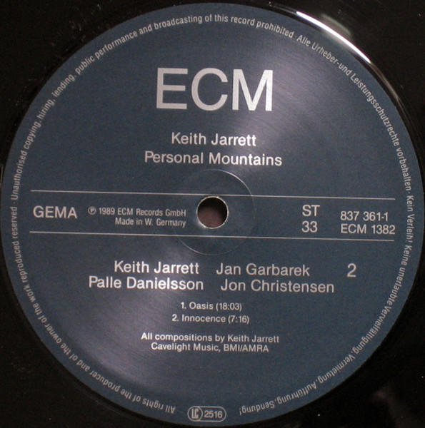 Keith Jarrett - Personal Mountains | ECM Records (ECM 1382) - 4