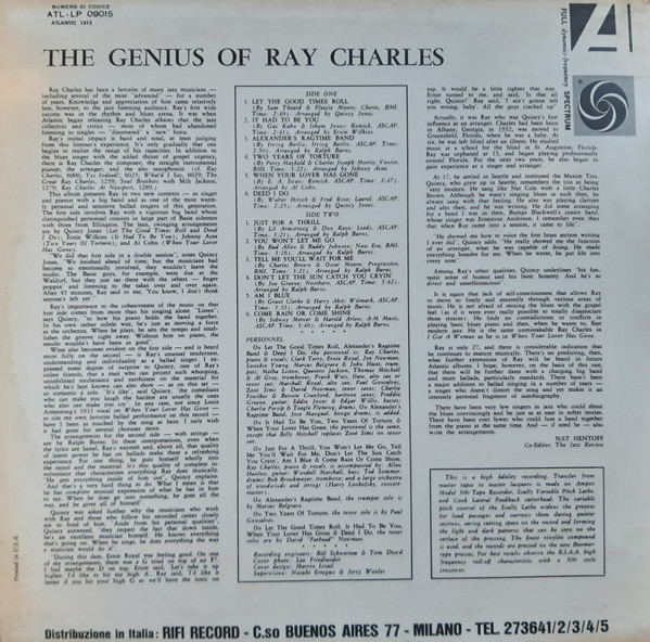 Ray Charles - The Genius Of Ray Charles | Atlantic (ATL-LP 09015) - 2