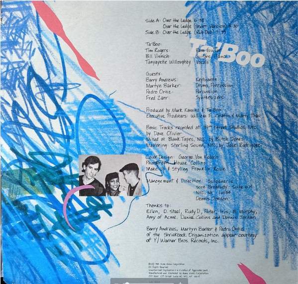 Ta'boo - Over The Ledge | Acme Music Corporation (AMC 8304) - 2