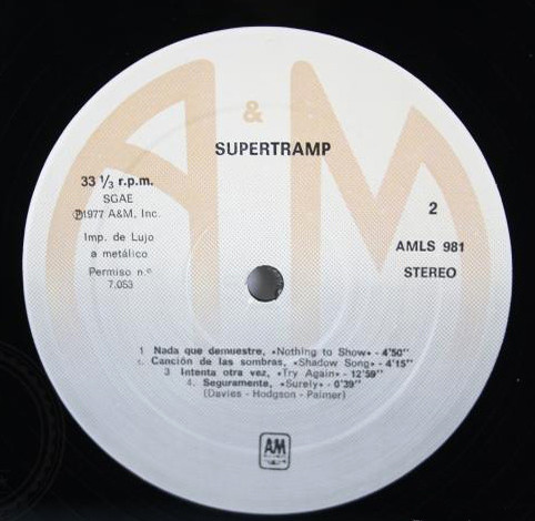 Supertramp - Supertramp | A&M Records (AMLS 981) - 4