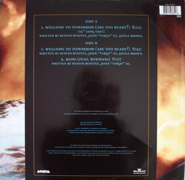 Snap! Feat. Summer - Welcome To Tomorrow (Are You Ready?) | Arista (74321 22385 1) - 2