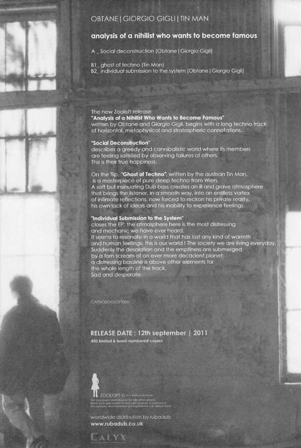 Obtane | Giorgio Gigli | Tin Man - Analysis Of A Nihilist Who Wants To Become Famous | Zooloft (ZOOLOFT00H)