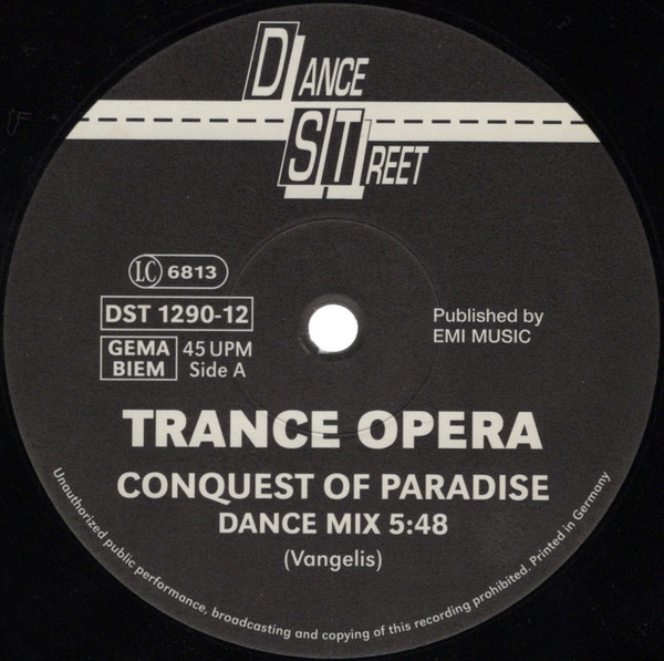 Trance Opera - Conquest Of Paradise | Dance Street (DST 1290-12) - main
