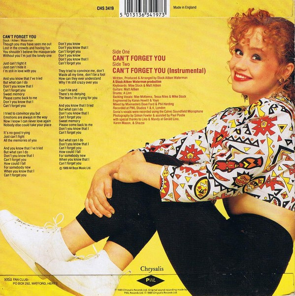 Sonia - Can't Forget You | Chrysalis (CHS 3419) - 2