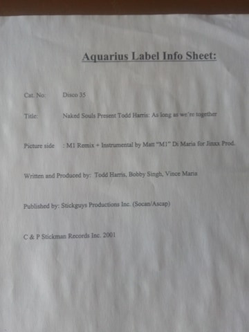 Naked Souls Present Todd Harris - As Long As We're Together | Aquarius Recordings (DISCO 35)