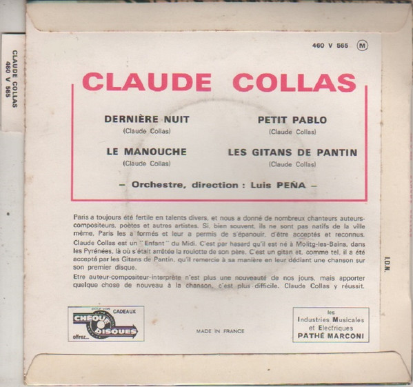 Claude Collas - Dernière Nuit | Ducretet Thomson (460 V 565) - 2