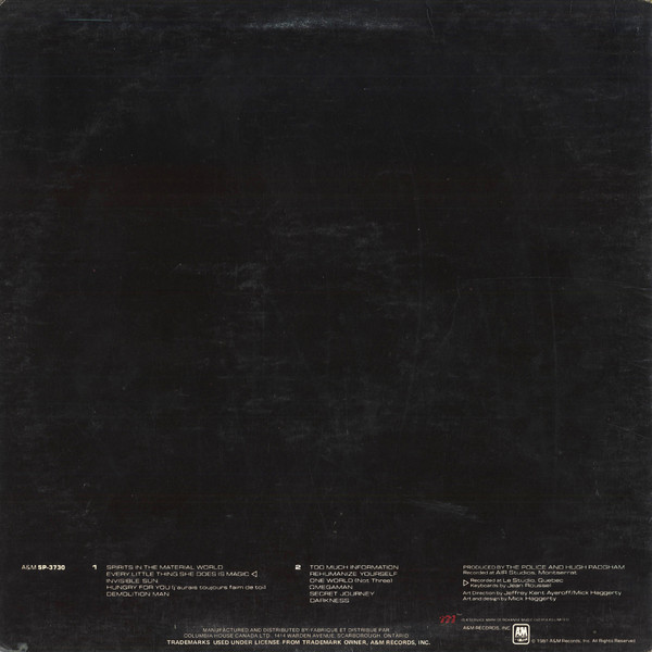 The Police - Ghost In The Machine | A&M Records (SP-3730) - 2