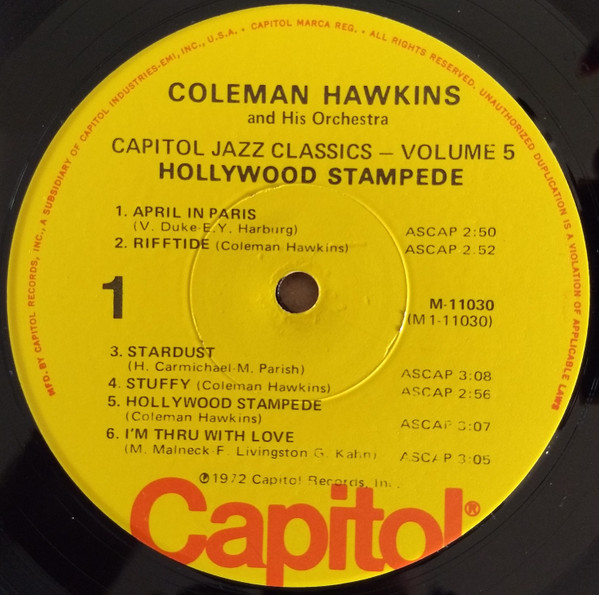 Coleman Hawkins And His Orchestra - Hollywood Stampede | Capitol Records (M-11030) - 3 Coleman Hawkins And His Orchestra - Hollywood Stampede | Capitol Records (M-11030) - 3