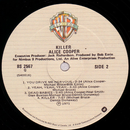 Alice Cooper - Killer | Warner Bros. Records (BS 2567) - 4