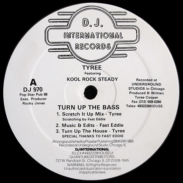 Tyree Cooper Featuring Kool Rock Steady - Turn Up The Bass | D.J. International Records (DJ 970)