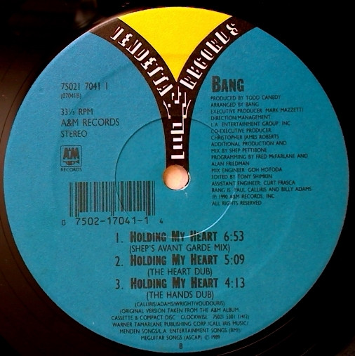 Bang - Holding My Heart | A&M Records (75021 7041 1) Bang - Holding My Heart | A&M Records (75021 7041 1)