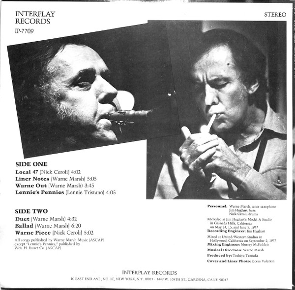 Warne Marsh - Warne Out | Interplay Records (IP-7709) - 2