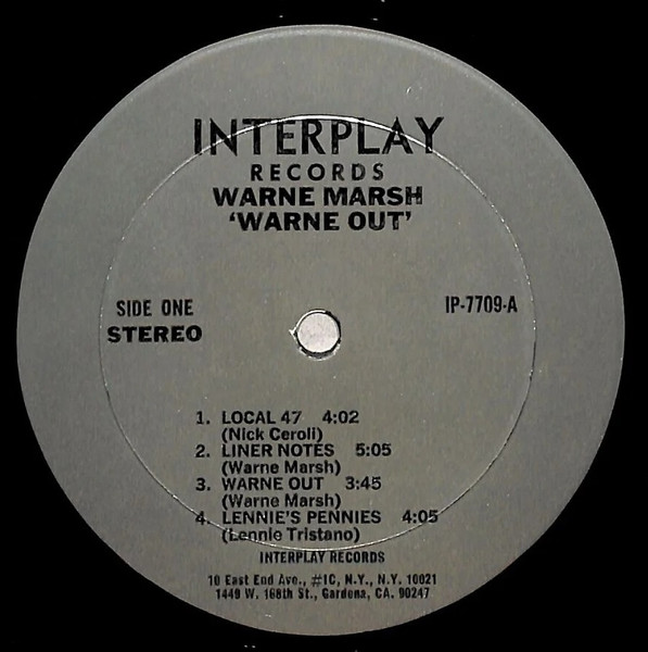 Warne Marsh - Warne Out | Interplay Records (IP-7709) - 3